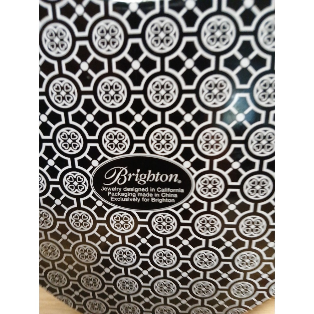 Brighton Black White Heart Shaped Tin Container Jewelry Box Trinket Box - Picture 4 of 6